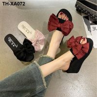 High-heeled slippers for women 2023 new net red hot style going out short trendy platform bottom wedge sandals and slippers