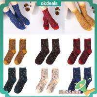 OKDEALS Christmas Gifts Spring Autumn Breathable Floral pattern Flower Print Stocking Cotton Socks