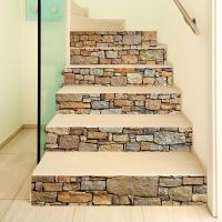 6pcs/set 3D Stone Staircase Stair Riser Floor Sticker Self Adhesive DIY Stairway Waterproof PVC Wall Decal