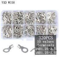 320Pcs/Box 10 In 1 Non-Insulated Ring Fork U-type Brass Terminals Assortment Kit Cable Wire Connector Crimp Spade Connector Food Storage  Dispensers