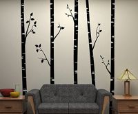 5 Large Birch Trees With Branches Wall Stickers for Kids Room Removable Vinyl Wall Art Baby Nursery Wall Decals Quotes D641B