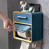 Multifunctional Tissue Storage Box Punch-free Waterproof Toilet Roll Paper Rack Wall-mounted Toilet Paper Drawer Box