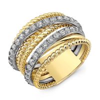 [COD] Cao Shis hot style and exquisite multi-circle combination two-color electroplated micro-inlaid zircon ring line