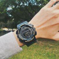 （Dark blue watch）กีฬา RoundLuminousDialMultifunction นาฬิกากลางแจ้งสายยางแฟชั่น Outdoorfor ผู้ชาย