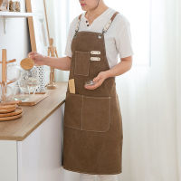 Thickened Canvas Apron Neck Band Design Flower Shop Uniform Aprons Nordic Style Kitchen Work Apron Waterproof Barbers Bib