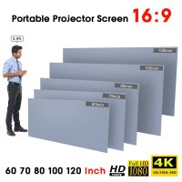 ❈ 60 70 80 100 120in HD Projector Screen 16:9 Frameless Video Projection Screen Foldable Wall Mounted for Home Office Grey screen