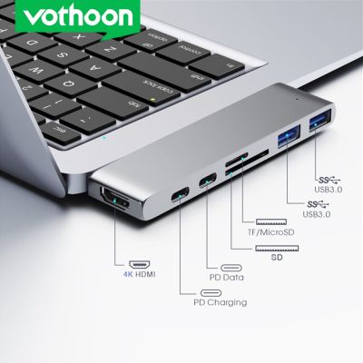 Vothoon USB C ฮับ Type C ไปยัง HDMI-USB ที่เข้ากันได้ USB 3.0อะแดปเตอร์7 In 1 Type C ฮับสำหรับแมคบุ๊กโปรแอร์ USB-C Type C 3.0 Splitter Feona