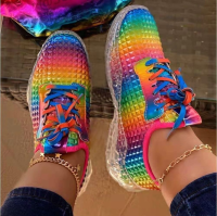 2022 Women Rainbow Colors Sneaker Vulcanize Shoes Breathable Confort Casual Ladies Shoe Tenis Feminino Sport Shoes Tennis