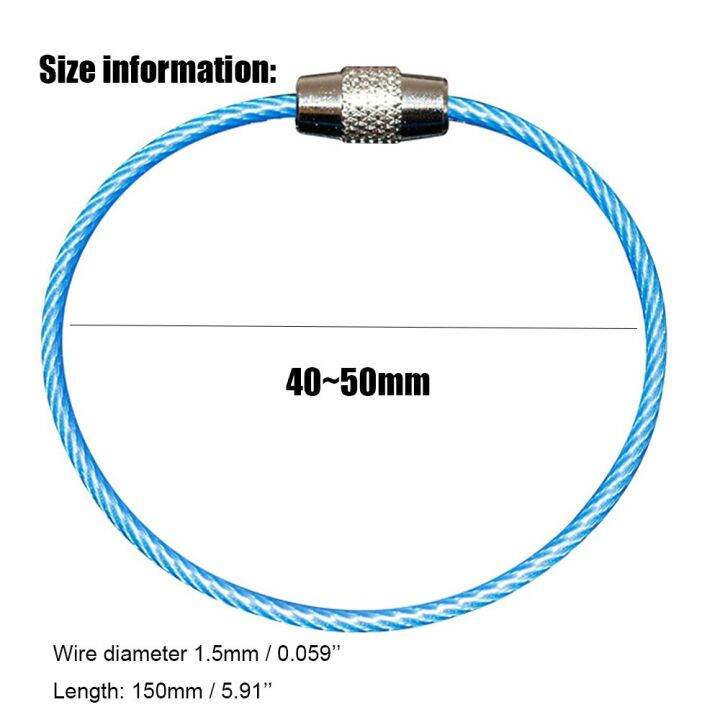 scape-10ชิ้นอุปกรณ์ตั้งแคมป์กับอุปกรณ์เกลียวล็อคพวงกุญแจสแตนเลสสตีลยางมัดแบบเชือกพวงกุณแจที่ยึดกุญแจวงกลม