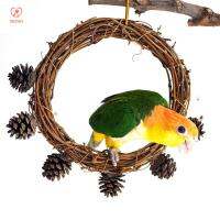 DFSID นกแก้ว Conures เคี้ยว แฮนด์เมด บด หวาย ของเล่นนก Perch นกแก้วสวิง ตกแต่งกรวยไพน์