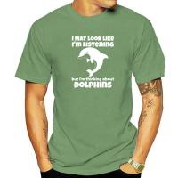 Im Thinking About Dolphins Funny Dolphins T-Shirt New Arrival Mens Tshirts Fitness Tight Tops Shirts Cotton Casual
