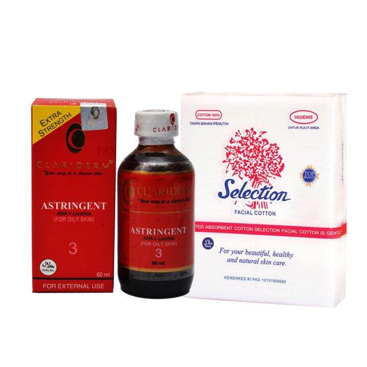GRATIS KAPAS Clariderm Astringent Alkohol No 3 ORIGINAL 60ML Lazada