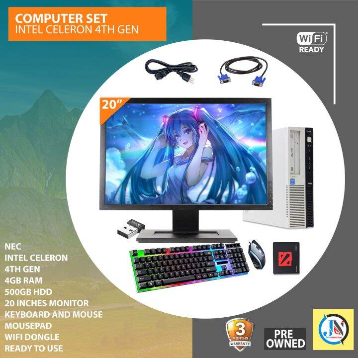 LOWEST PRICE COMPUTER SET / NEC CELERON 4TH GEN / 4GB RAM DDR3 / 500GB HDD / WINDOWS AND WIFI