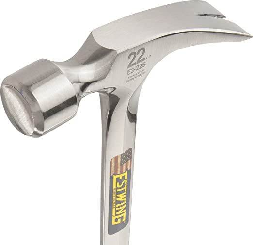 Estwing Hammer E3 22S 22 oz Straight Claw Hammer with Smooth Face