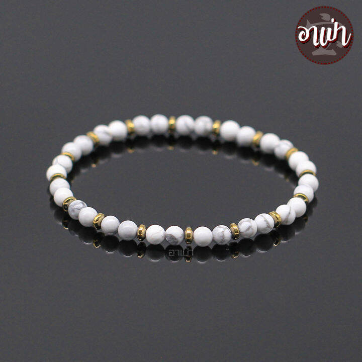 อาเป่า-หินฮาวไลท์-แต่ง-แร่เฮมาไทต์-howlite-ขนาด-4-มิล-คัดหิน-ช่วยนำพาความสงบมาให้จิตใจ-nbsp-กำไลหินสี-กำไลหินนำโชค-หินสีขาว-หินมงคล-สร้อยข้อมือ