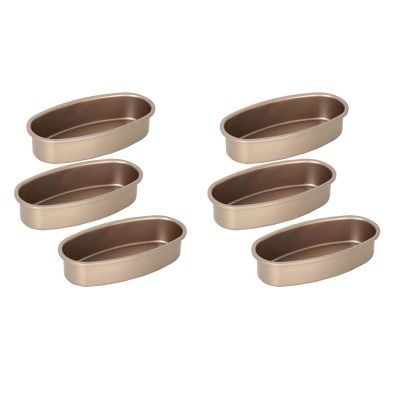 6 Pieces Non Stick Oval Shape Cake Pan Cheesecake Loaf Bread Mold Baking Tray for Oven and Baking