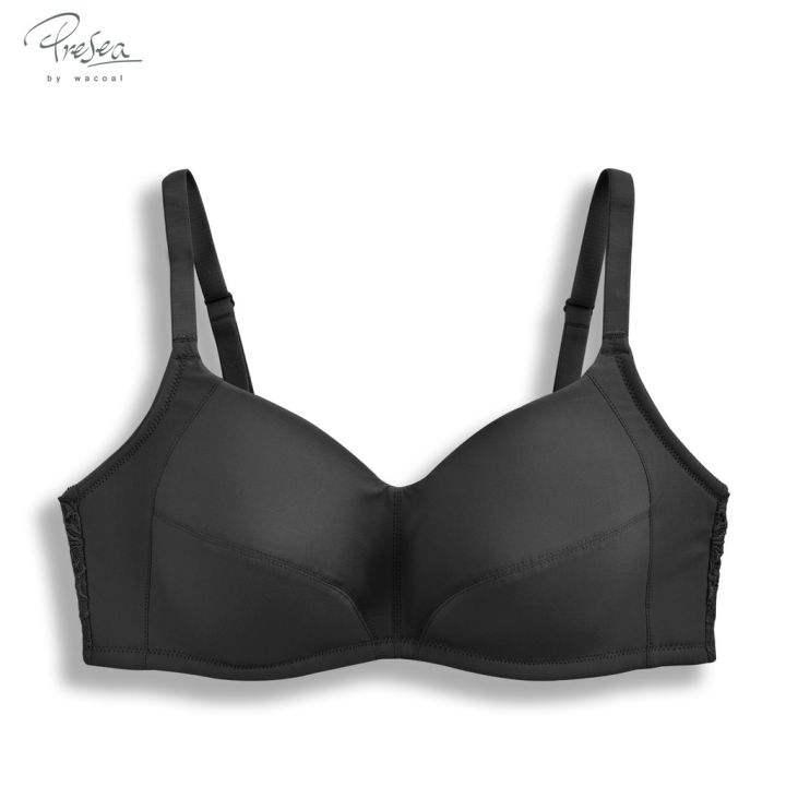 presea-บราไร้โครงตกแต่งลูกไม้-lace-bra-สีดำ-ma1506