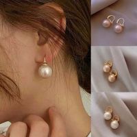 Retro แฟชั่น Pearl Gold ต่างหูผู้หญิง Simple Pearl Ball Drop ต่างหู Minimalist Chic สไตล์เครื่องประดับของขวัญ Wedding