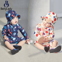 2pcs Children One-piece Swimsuit For Boys Girls Cartoon Dinosaur Flower Sunscreen Swimwear With Swimming Cap【fast】