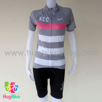 ชุดจักรยานผู้หญิงแขนสั้นขาสั้น Rapha 16 (01) สีเทาชมพูขาว