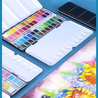 12/24/36/48color Art-grade Iron Box Solid-color Watercolor Paint for Students with Professional Pearlescent Art Pigments