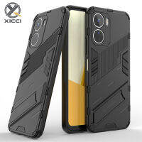 XICCI เคสโทรศัพท์ Vivo Y16 4G/Y02S 4G,ฝาครอบขาตั้งหรูหราพังค์เกราะแข็งและปลอกกรอบ TPU ซิลิโคนนิ่ม