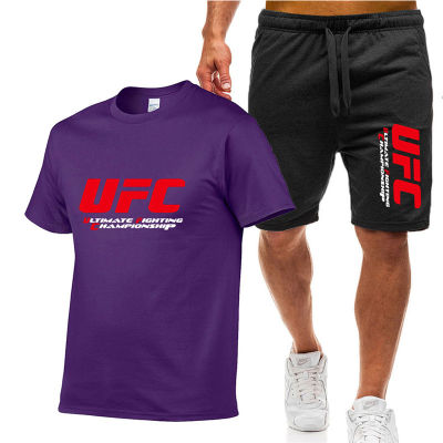 Boxing 2 Pieces Men Sets Male Men Clothing Sportswear Set Fitness Summer Print Men Shorts T shirt Mens Suit HOT
