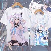 NEW White Snow Blowing Anime Product Awsl Little Fox Anchor Virtual Quick Drying Mens Mid Summer Short Sleeve T-shirt