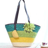 Summer Knitted Straw Bag Wheat Pole Weaving Womens Handbags Flower Bohemia Shoulder Bags Female Beach Bag Large Capacity Tote