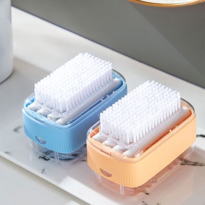 Kotak sabun berbusa dengan lubang saluran sikat desain pegas antiselip dapat dilepas 2 In 1 plastik rol lembut tempat sabun cuci alat