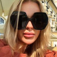 ✌❁ Trendy Oversized Polygon Sunglasses Women New Fashion Luxury Brand Big Frame Black Sun Glasses For Men Large Square Eyewear UV