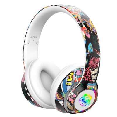 Graffiti Foldable Bluetooth-compatible Headphones Wireless Sports Headset Noise Reduction Gaming Earphone