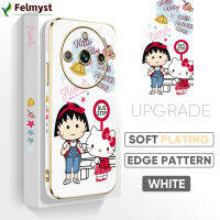 [ฟรีสายคล้อง] สำหรับ Realme 11 Pro 5G Realme 11 Pro + 5G เคสมือถือการ์ตูน Chibi Maruko-Chan Hello Kitty Girls เคสชุบลายขอบสี่เหลี่ยมเคสโทรศัพท์เด็กผู้หญิงเคสโทรศัพท์นิ่มชุบหรูหรา