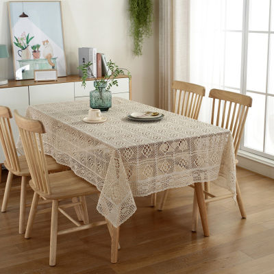（HOT) ผ้าปูโต๊ะลูกไม้ผ้าคอตตอนแท้สไตล์ฝรั่งเศสวินเทจผ้าคอตตอนแท้ทอมือโต๊ะรับประทานอาหารสไตล์พระ