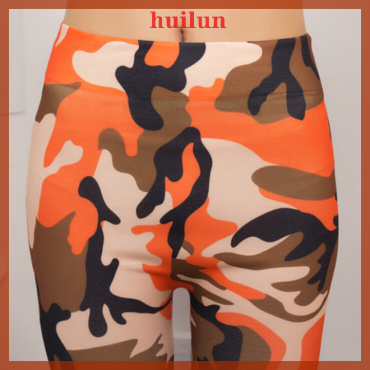 huilun-เจกกิ่งผอมผู้หญิงผอมเซ็กซี่กางเกงเลกกิ้งเข้ารูปยืดได้แบบคลาสสิกกางเกงลายพราง