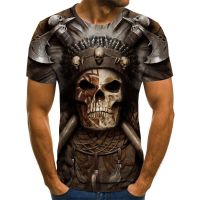 Mature Men 3D Skull Printed T Shirts Casual Shirts Graphic Tee Personality T-shirt Oversized Short Sleeve Comfortable Tops