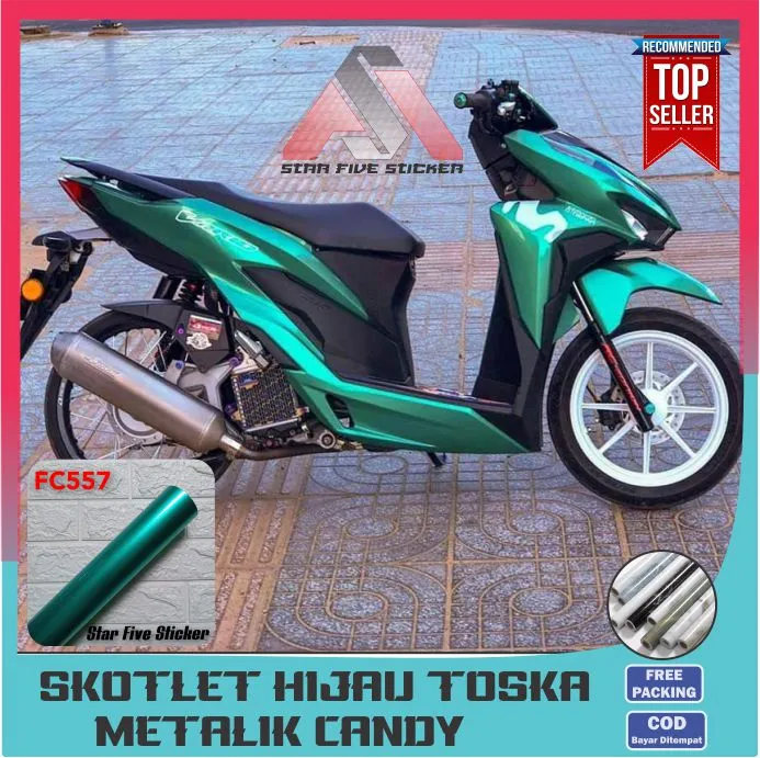 Stiker Sticker Skotlet Motor Warna Hijau Toska Metalik Candy Lazada