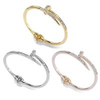 Classic Design Spring Open Bangle Womens High-End Zircon Jewelry Rhinestone Bracelet Men Quality Trendy Accessories Couples Gift