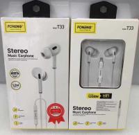 Foneng T33 หูฟัง Earphone หูฟังสเตอริโอ หูฟังสมอทอร์ค หูฟังพร้อมไม ปุ่มเพิ่มเสียง ลดเสียง แบบหูจุก