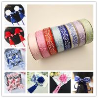 5 Yards 25mm Chinese Style Blue and White Porcelain Single-sided Polyester Ribbon Handmade DIY Bow Hair Accessories Gift Wrapping  Bags