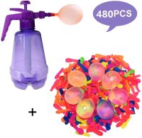 Funny Water Balloon Pumping Station with 480 Water Balloons and Water Pump Inflation Ball for Kids Birthday Bomb Random Color