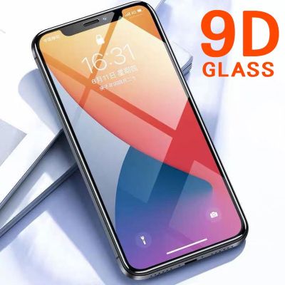 9D Protective Tempered Glass For iPhone 11 12 13 14 Pro Max Screen Protector Film For iPhone XR X XS Max 13 12 Mini Glass