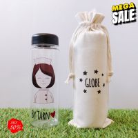 Water425Shop กระบอกน้ำและถุงผ้า MY BOTTLE + BAG สีใส ฝาดำ เก็บความเย็น ลายสติกเกอร์ ถุงผ้าสกรีน กระบอกน้ำพกพา กระบอกน้ำเย็น กระบอกน้ำไปรร