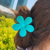 Fashion Big Blue Flower Plastic Hair Claws Pink Acrylic Hair Clip Claw Hairdressing Tool Hair Accessories for Women Party