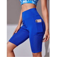 Gym Jogging Running Shorts Yoga Shorts Women High Waist Lifting Push Up Tight Sports Pocket Fitness Running Yoga Short Pant