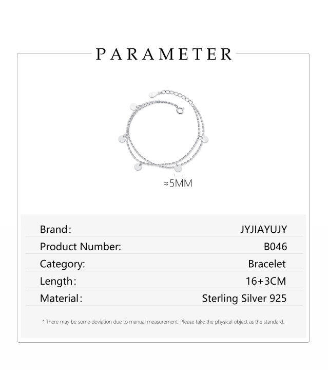 jyjiayujy-กำไล-s925เงินสเตอร์ลิง100-ทั้งหมดมีในสต็อกดีไซน์สองชั้นเงินแผ่นเล็กคุณภาพสูงเครื่องประดับแฟชั่นลดอาการแพ้ง่ายของขวัญใช้ประจำวัน-b046