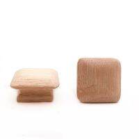 Wooden Drawer Knobs Cabinet Pulls Square Natural Wood Furniture Handles Single Hole Dressing Table Closet Door Knob with Screws Door Hardware Locks