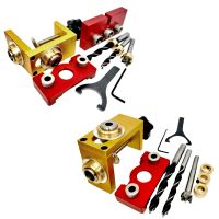 3 in 1 Dowel Jig Aluminum Alloy Pocket Hole Jig 8/10/15mm Drill Guide Locator for Wood Board Splicing Tool