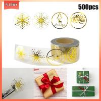 PLLEWY 500pcs โรสโกลด์ สติกเกอร์สุขสันต์วันคริสต์มาส เกล็ดหิมะเกล็ดหิมะ ป้ายปิดผนึก สติกเกอร์วันหยุด ของใหม่ กาวในตัว ป้ายบัตรป้าย ของตกแต่งวันคริสต์มาส