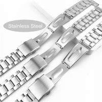 2023 Stainless Steel Watch Strap 20mm 22mm Silver Color Elegant Metal Watchband Folding Clasp Wrist Bracelet 12mm 14mm 16mm 18mm